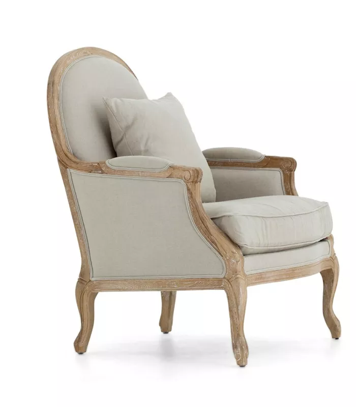 Elegante sillón tapizado con lino