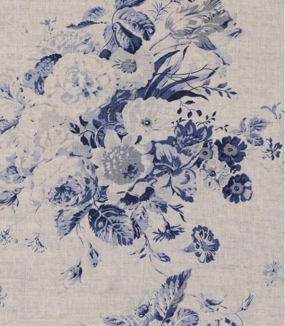 Lino ingles con flores en tonos azules