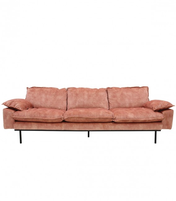 Sofá terciopelo rosa estilo retro