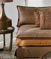 Sofa almohadones desenfundable lino caramelo y ocre 