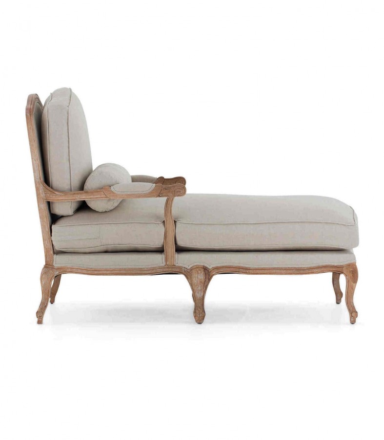 Chaise lounge roble blanqueado y lino