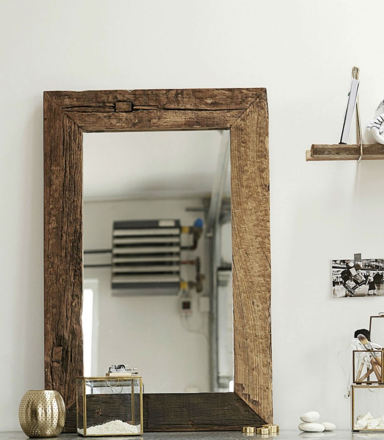 Espejo con grueso marco de madera reciclada (+ tamaños) - vilmupa