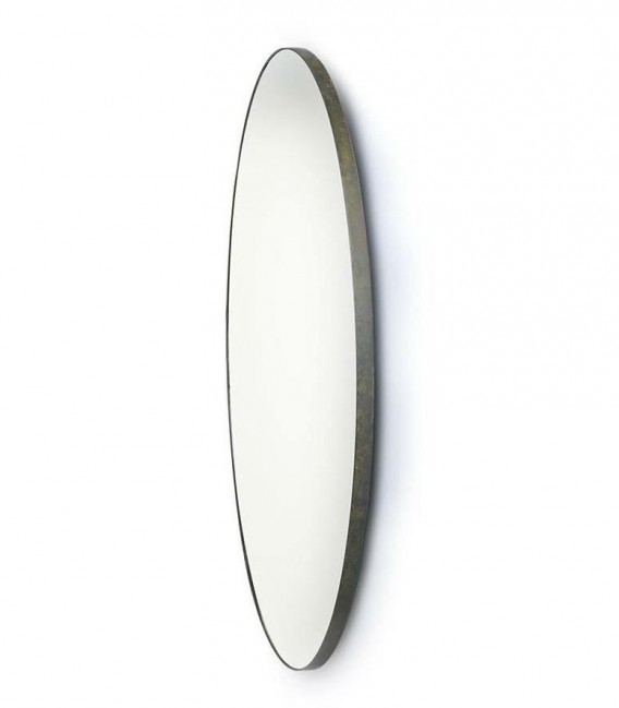 Gran espejo redondo con marco de hierro envejecido 
