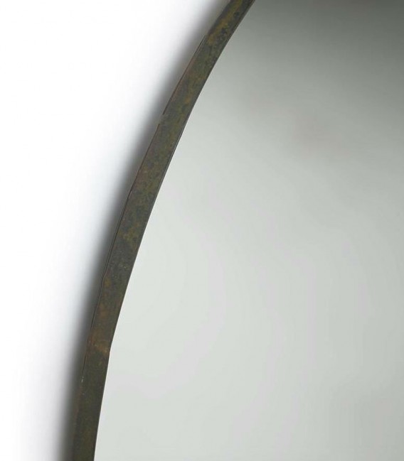Gran espejo redondo con marco de hierro envejecido 