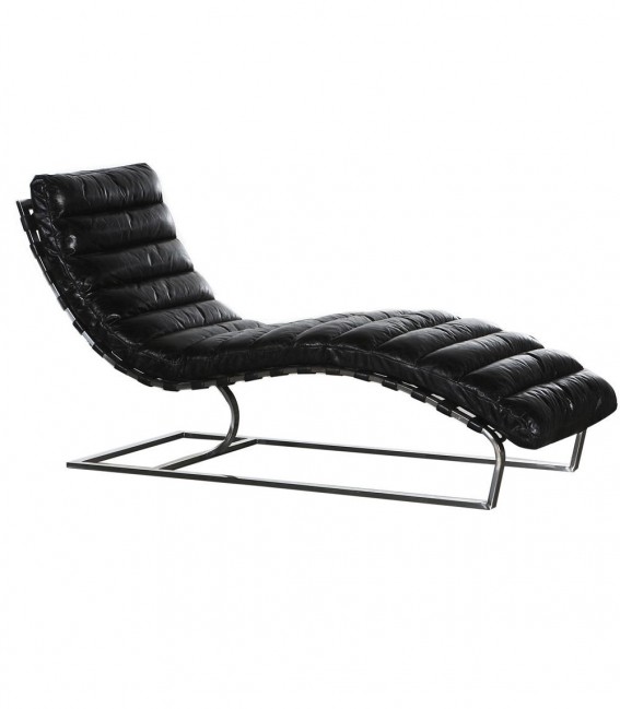 Chaise lounge piel negra