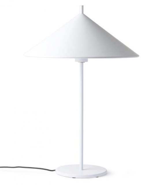 lampara de mesa triangular blanca