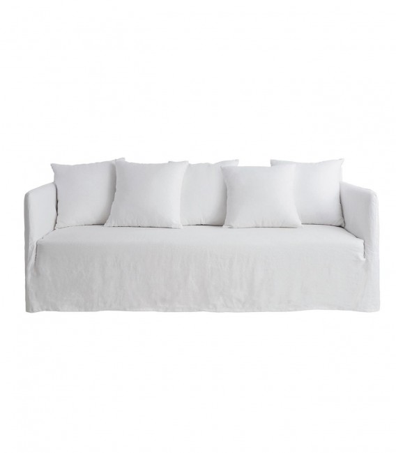 Sofa lino blanco brazos extra finos