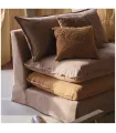 Sofa Individual almohadones desenfundable lino tostado y ocre