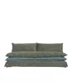 Sofa doble almohadones terciopelo verde y azul