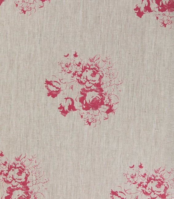 Lino inglés rosas vintage rojo cereza