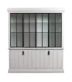 Vitrina librería de fresno veteado blanco con puertas de cristal