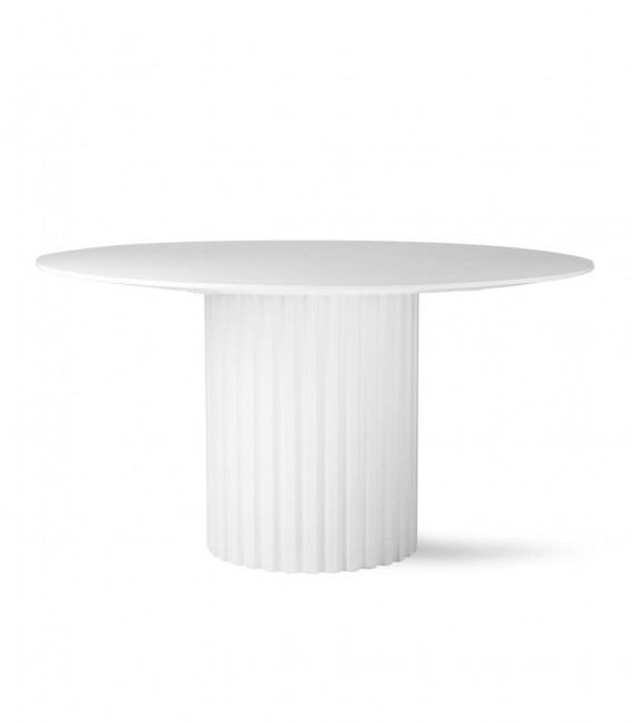 Mesa redonda con pedestal estriado color blanco