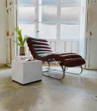 Chaise lounge cuero estilo Mid Century