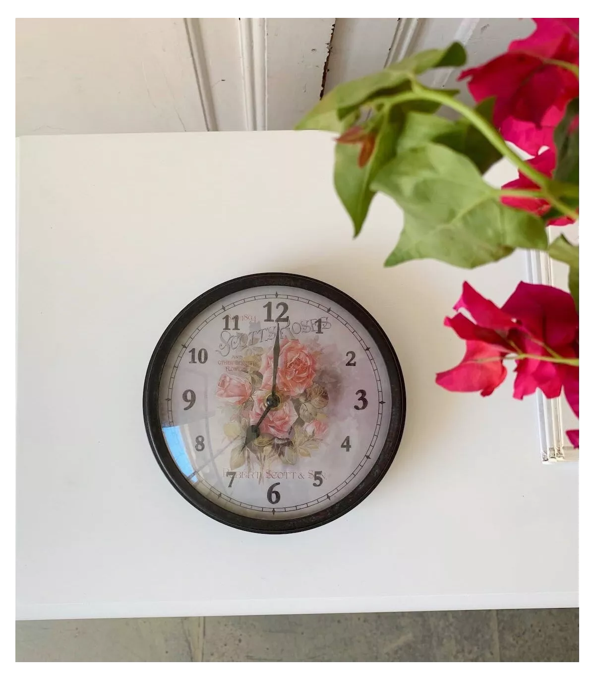 DADABULIU Reloj de pared vintage con estampado de flores de