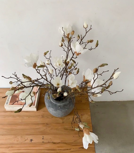 Rama magnolia grandiflora en flor 105 cm (set de 3)